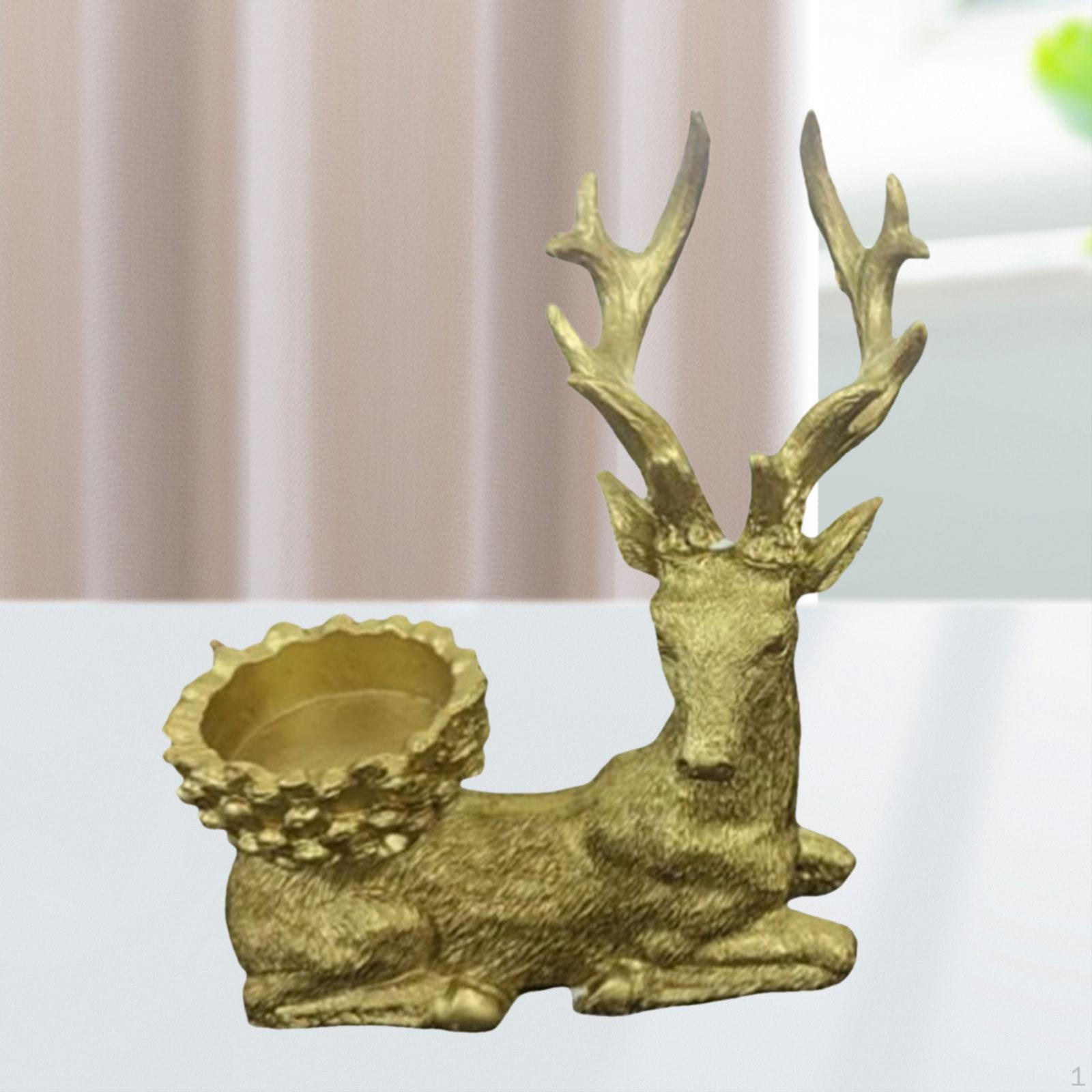 

Deer Figurine Elk Sculpture Decor Desk Candle Holder Unique Resin Storage Ornament Reindeer Statue Left