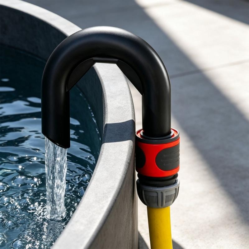 Pool Hose Holder for Poolside Filling, Plastic Curved Hook with Guided Hose Positioning for Household Pool Use