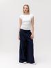 GLOWNY G Belted Linen Wide Pants (Navy)