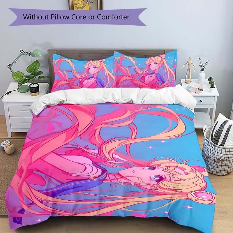 3Pcs Magical Girl Adventure Bedding Set Soft Fabric Duvet Cover Pillowcases Home Xmas Halloween Gift 1 Duvet Cover 2 Pillowcase S1481