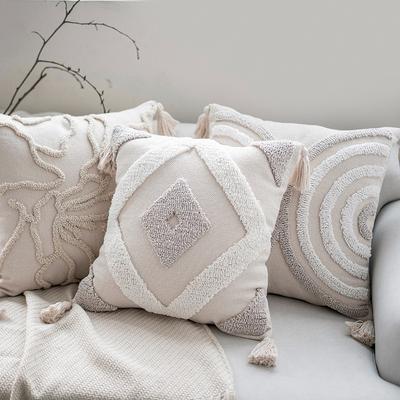 Ins Wabi Style Cotton Bohemian Tufted Living Room Sofa Pillow Case Bedside Bay Window Cushion Backrest Pillow
