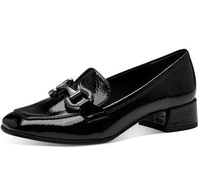 Damen Loafer Tamaris Blockabsatz Lack-Optik Schwarz
