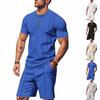 Men's European & American Summer Quick-Dry Waffle Short Sleeve & Shorts Set for Casual Sports