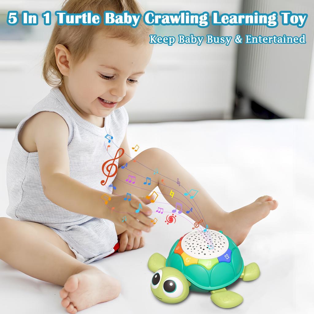 5 In 1 Music Projector Turtle Crawling Toy Tummy Baby Toys, Boy Toys Girl Toys Birthday Gift