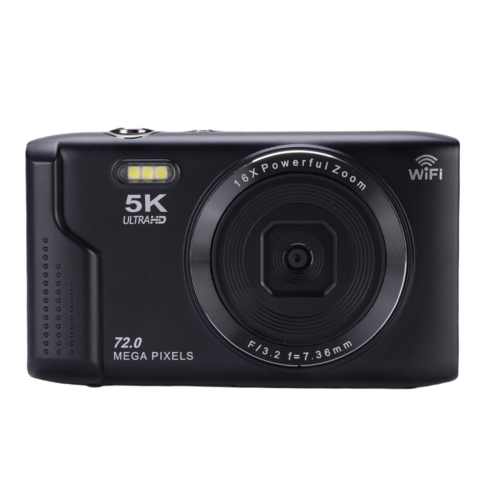 

5K Digital Camera 72MP 16X Zoom 2.8 Inch LCD Screen AF Autofocus with Flash Light WiFi Camera for чорний