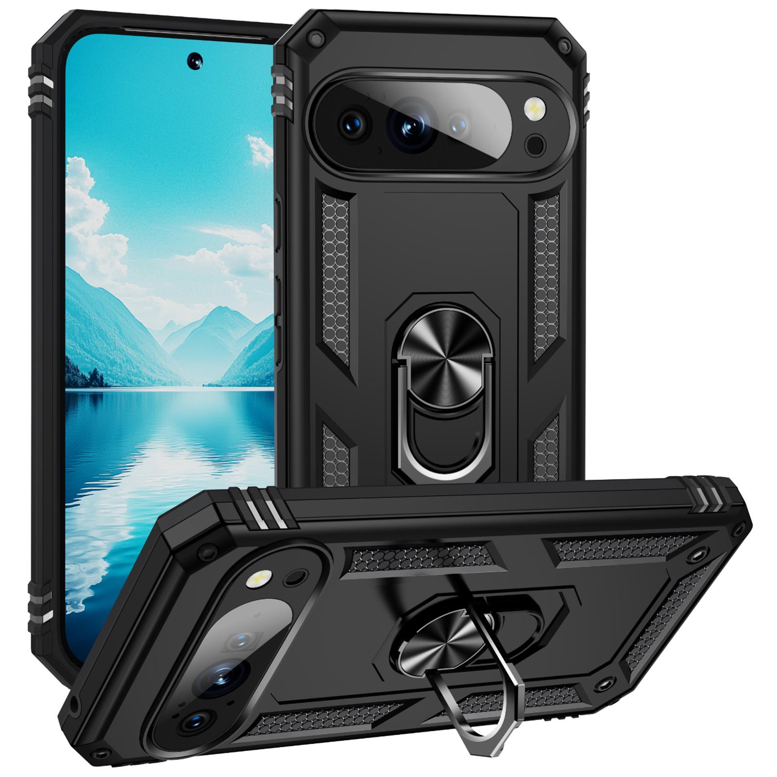 

For Google Pixel 10/10 Pro Case PC+TPU Phone Cover with Kickstand Black