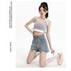 Ripped Denim Shorts for Women Summer New High Waist Slimming Loose Thin Style Hot Girl A-Line Wide Leg Hot Pants Ins Trend