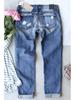 Damen-Jeans mit Rissen, Frühjahr 2025 – Lässige lange Hose mit Printapplikationen