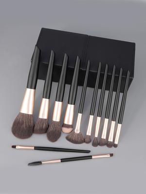 High-grade Black Gold 12pcs Makeup Brush Set Soft Loose Powder Brush Angled Grooming Brush Blush Brush Foundation Eyeshadow