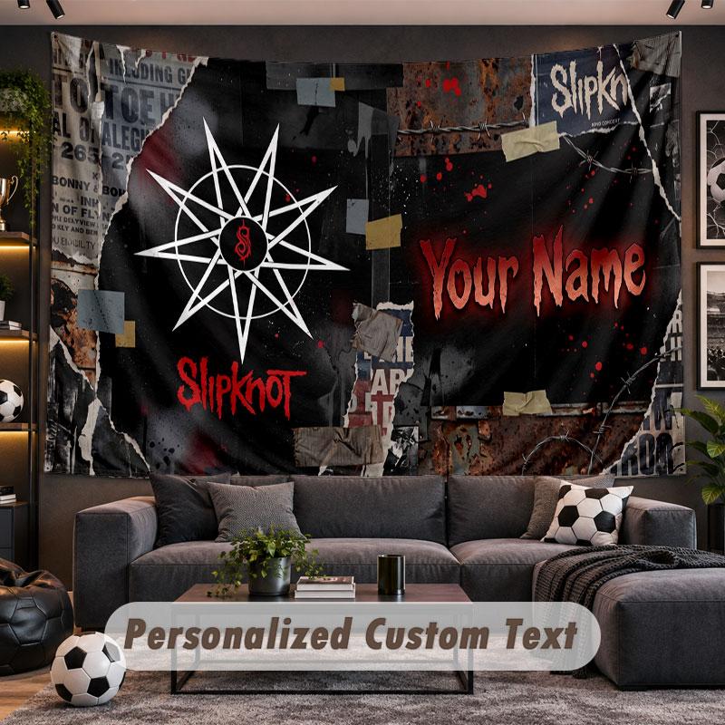 Wall Hanging Tapestry Custom NameSlipknot Pattern Personalized Printed Fabric Wall Decor