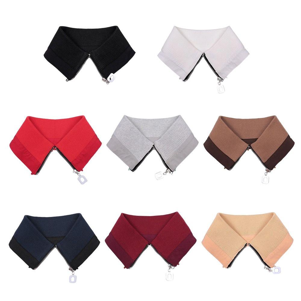 With Zipper Detachable False Collar Washable Rib False Collar Neck Scarf Shawl Wrap Down Jacket
