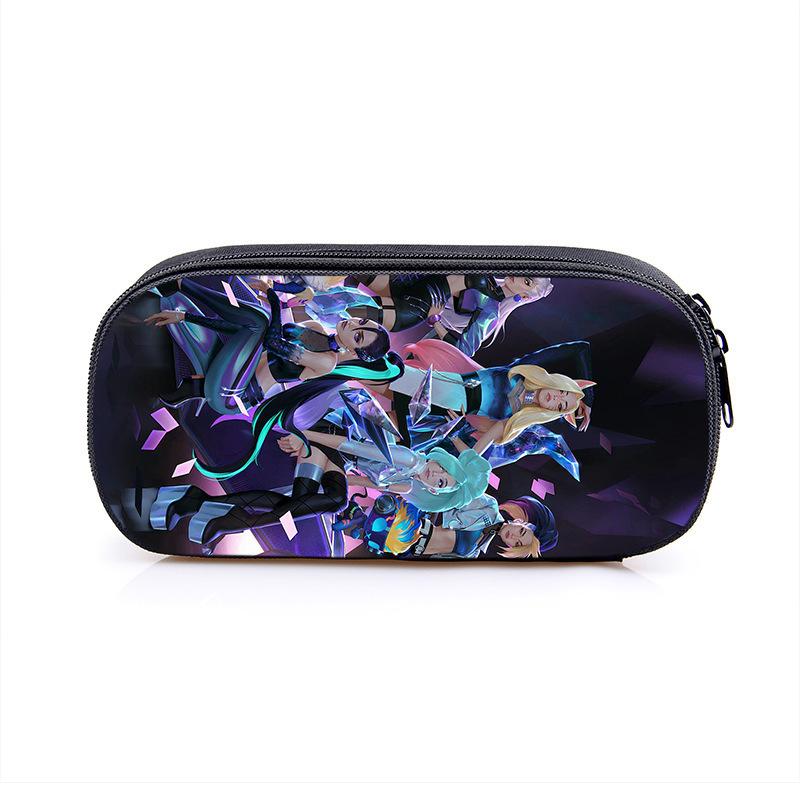 2025 Demon Hunters Cartoon Student Polyester Pencil Bag Secondary Element Stationery Box Fabric Pencil Case Hot