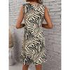 Sukienka z okrągłym dekoltem w paski zebry, sukienka bez rękawów w stylu wakacyjnym, odzież damska