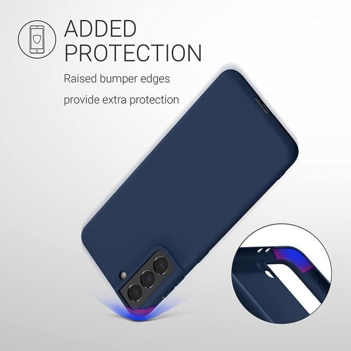 Coque de Protection - BOOLING - Samsung Galaxy S21 5G - Silicone Liquide - Antichoc - Slim - Bleu Marine