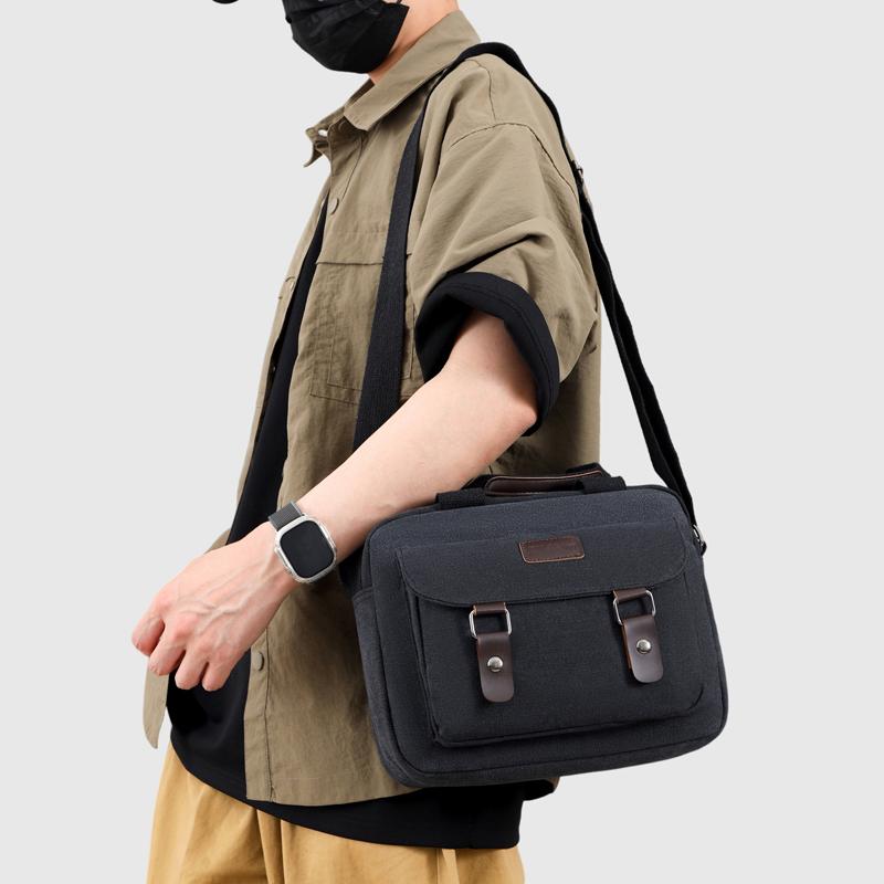Canvas Handbag Men's Business Briefcase Shoulder Crossbody Bag