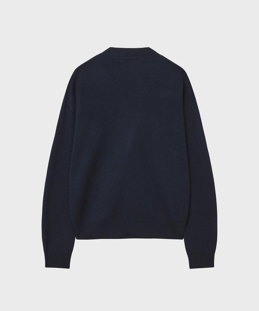 Noirer Essential Loose Fit V-Neck Cardigan (Navy)