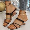 Fashion Fashion Gold Narrow Band Slides Women 2025 Summer Cross Strap Square Toe Slip On Sandals Silver Novelty Strange Heel Slippers