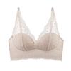Women Lace Patch Wireless Bra Longline Lift Support Scallop V Neck Everyday Comfort Lingerie