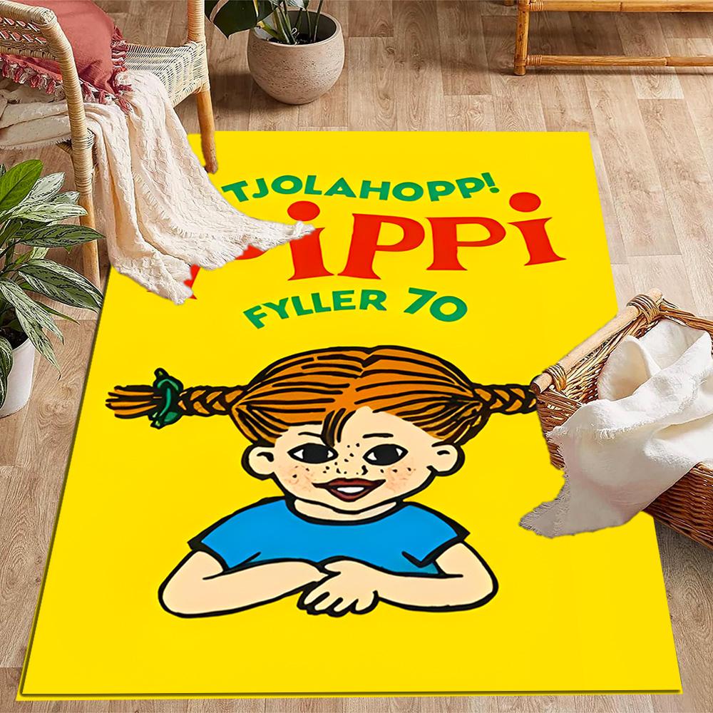 Pippi Buon Compleanno Marianne! Tappeti Antiscivolo Tematici - Arredamento per la Casa in Poliestere, Adatti per Camere da Letto, Soggiorni, Ingressi, Studi e Decorazioni