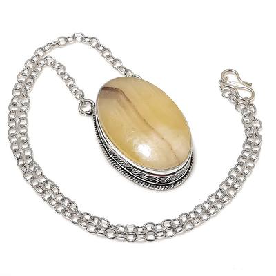 Natural Calcite Agate Gemstone Handmade 925 Sterling Silver Necklace 20" e1D70