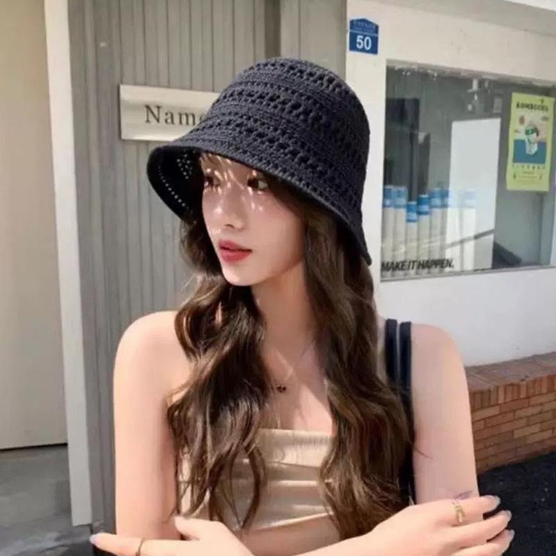 1Pcs Beach Korean Straw Hat Summer Women Visor Breathable Chic Bucket Hats Fisherman Cap Sun Caps Mountaineering Hat
