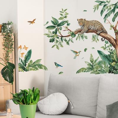 2 Pièces Branches Créatives Argent Léopard Chambre Salon Fond Aménagement Paysager Autocollants Muraux Décoratifs