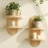 Böhmischer Stil Bogenförmiger Wandrahmen Holzschweberegal Pflanzen Vasen Kerzenhalter Regal Wohnzimmer Wanddeko Hausdekoration