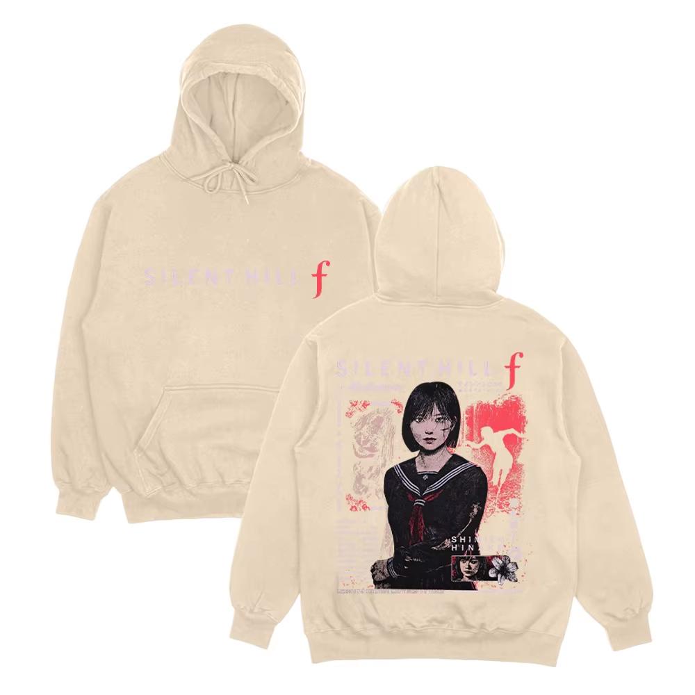 Horrorspiel Silent Hill F Grafikdruck Kapuzenpullover Herren Damen Streetwear Hip Hop Mode Harajuku Y2K Sweatshirts Locker Freizeit Oversize Pullover