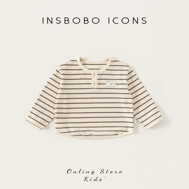 Insbobo Children s Long-Sleeve T-Shirt 2026 Spring New Striped Top for Girls, Spring and Autumn Boys  Clothing, Trendy Children s Wear