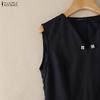 ZANZEA Women Summer V-Neck Solid Color Casual Sleeveless Dress