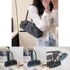 Denim Baguette Shoulder Bag For Women With Vintage Style And Zipper Closure For Daily Use