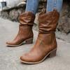 Runder Kopf Bequeme Plüschstiefel Damen Sommer Vielseitig Western Cowboy Stiefel Damen Stiefel