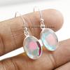 Natural Angel Aura Quartz Earrings, Handmade Earrings, 925 Sterling Silver, Oval Aura Quartz Earrings, Bezel Earring, Dangle Drop Earrings