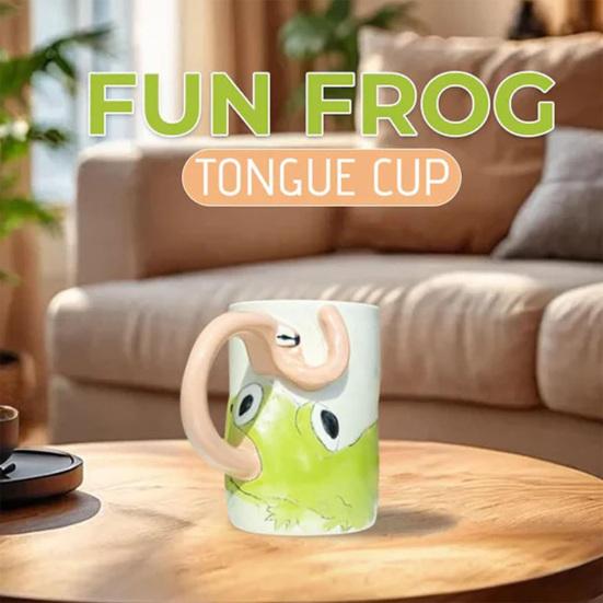 3D Frog Tongue Mug Novelty Coffee Cup with Playful Tongue Handle Whimsical Animal-Themed Drinkware for Tea Cocoa