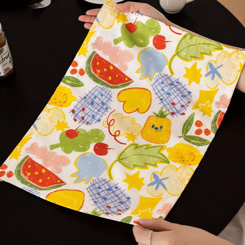 

Summer Fruit Cotton Placemat Insulation Mat Oil-Proof Waterproof Placemat Ins Style Household Fabric Placemat Rectangular Summer Fruit [Placemat]] 40 x 30cm
