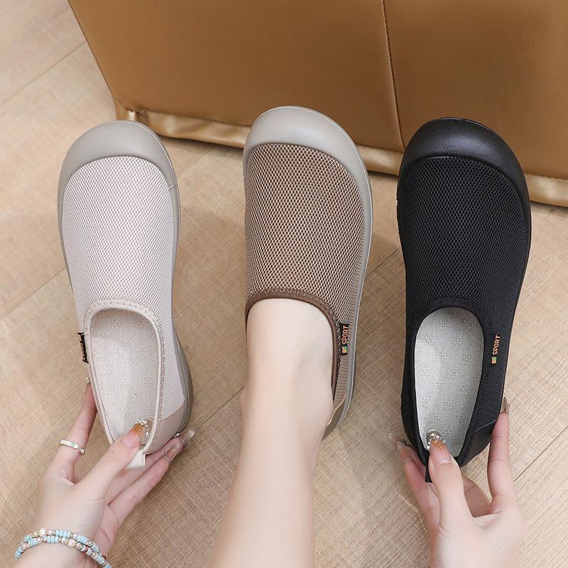 Shoes Women's Soft Sole Versatile One-pedal Wear-resistant Shoes Mother Shoes Lazy Casual Polyurethane Sole Breathable Single Shoes Customization