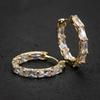 Baguette Cut Stone Hoop Earrings for Women Elegant Gold Tone Huggie Earrings for Daily Party and Wedding