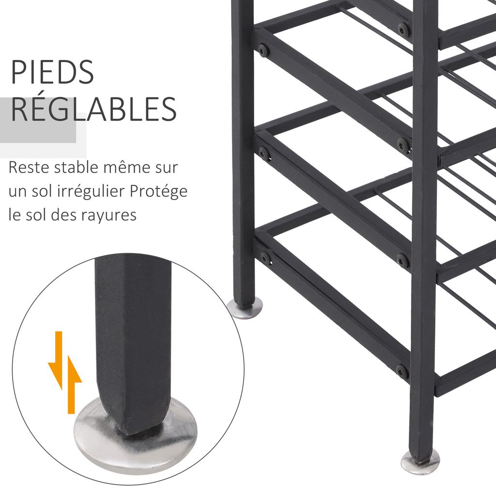 Wine Rack Bottle Rack Bottle Storage Capacity 54 Bottles Dim. 63L x 25W x 91H cm Black Metal