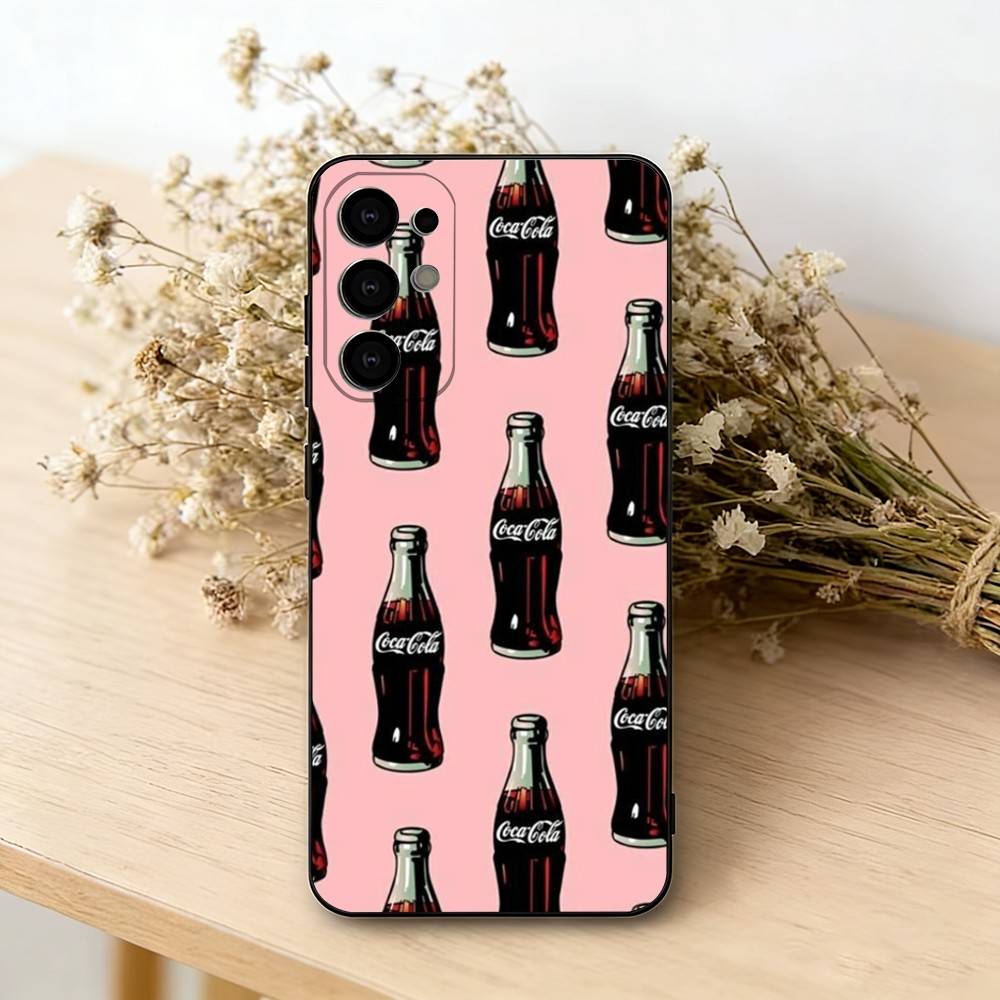 CocaS-S Fashion C-Cola Phone Case Black Silicone Soft For Samsung S25,S24,S21,S22,S23,S30,Ultra,S20,Plus,Fe,Lite