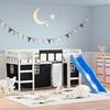 VidaXL Children's Mezzanine Bed and Curtains, Elevated Bed for Children with Ladder, Bedroom Storage Furniture, Modern, White 3207012