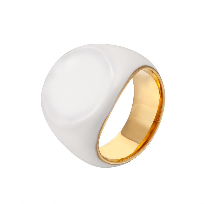 

New Trendy Simple Green Enamel Stainless Steel Ring Personalized Women S Ring Best Party Wedding Anniversary Zircon Gift 6 белый