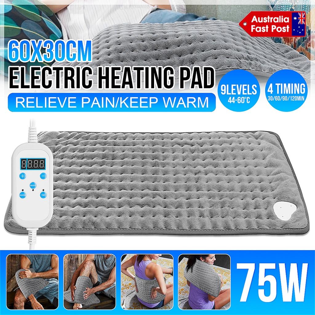75W 9 Level Microplush Electric Therapy Heating Pad Electric Blanket for Abdomen Waist Back Pain Relief Winter Warmer 60x30cm