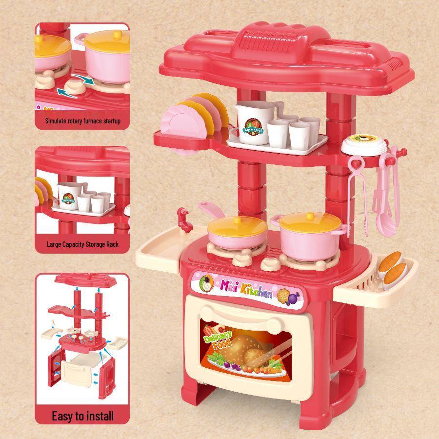 Cross-Border Kids' Pretend Play Mini Kitchen Set: Cooking & Dining Toys for Boys & Girls