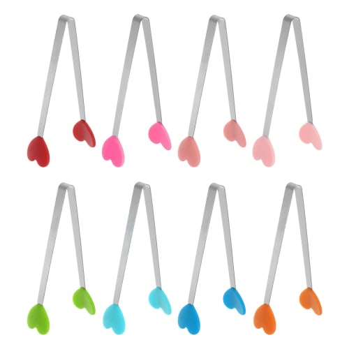 

uxcell Mini Food Tongs, 5.3 Heart Shape, Colorful Stainless Steel with Silicone Tips, Small Cooking Tongs, Kitchen Food Tongs, Serving Tongs for Cook