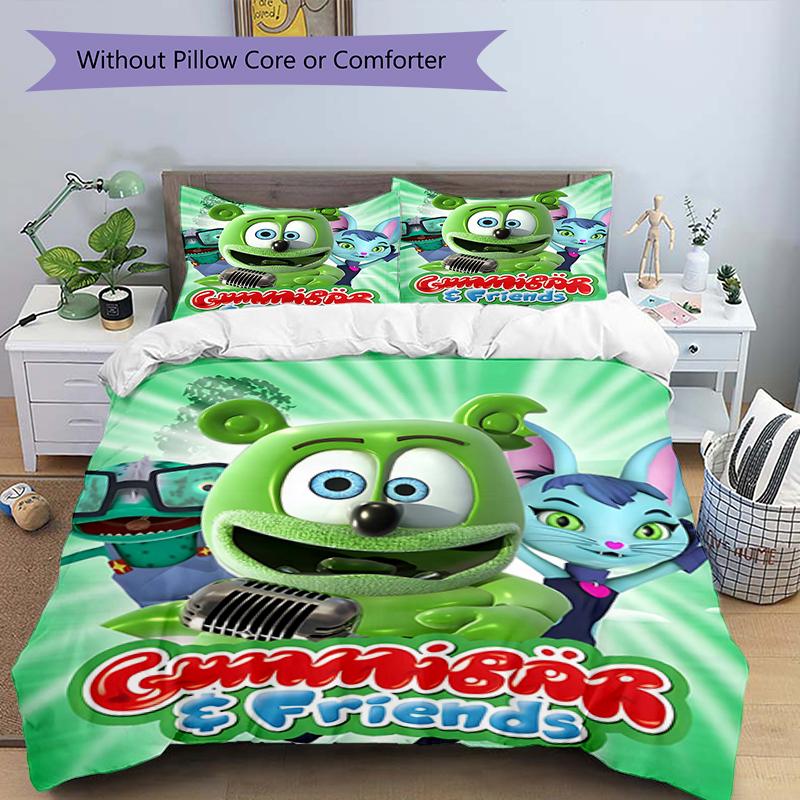 3pcs Gummy Bear1 Design Cover Set - HD Printed Bedding with 1 Cover and 2 Pillowcases - Perfect for Home and Dorm Decor