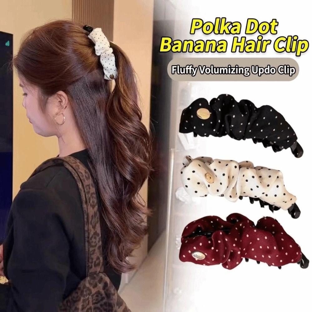Korean-style Hair Clip Dot Pleated Ponytail Clip New Banana Clip  Adds Volume To Hair