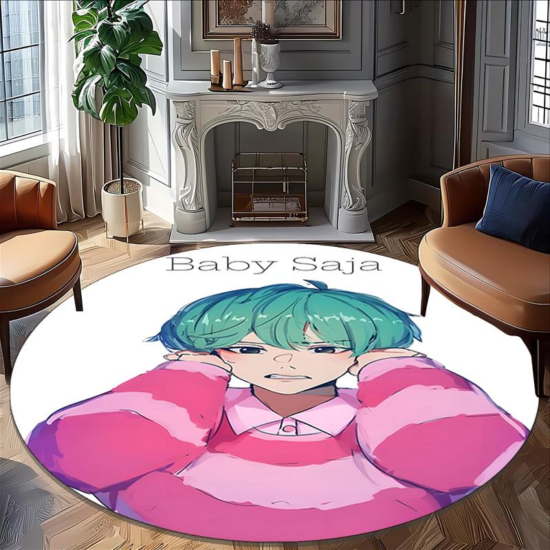1pc KPop Demon Hunters SAJA BOYS2 Print Round Carpet Chair Round Carpet Suitable for Bedroom Living Room Home Decorative Carpet