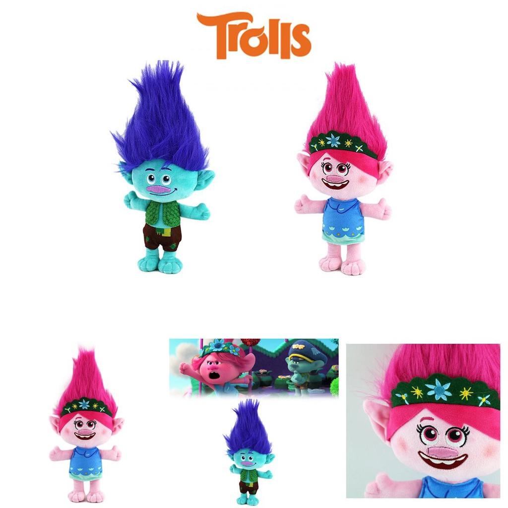 Trolls Unite Peluche Personaggio Cartone Animato Adorabile Altezza 30cm Ragazzo Capelli Blu e Ragazza Capelli Rosa Perfetto Per Bambini Età 7-14