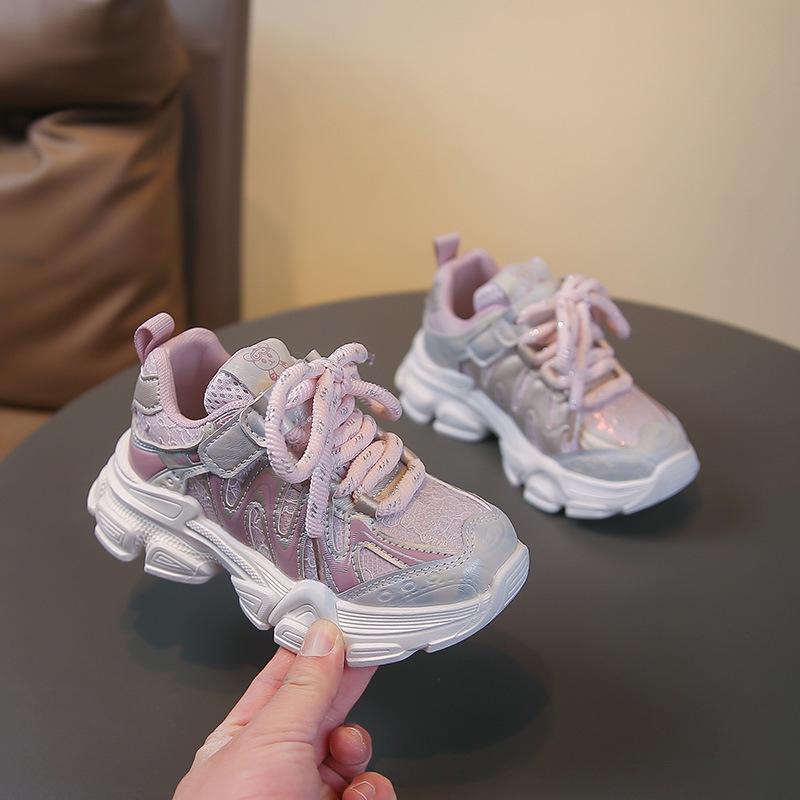 

Spring Mesh Sports Shoes for Girls Soft Sole Running Sneakers Princess Size 31 рожевий