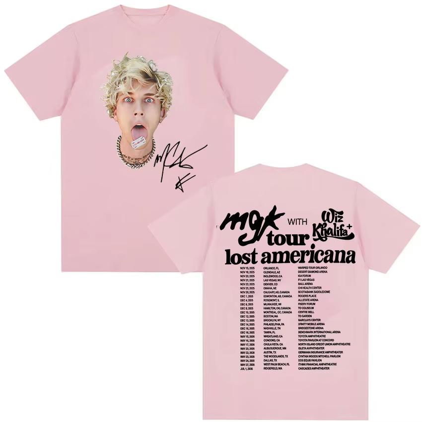 MGK Lost Americana Machine Gun Kelly Tour 2026 T Shirts Unisexs Retro Gothic Fashion TShirt Pure Cotton Tees Hip Hop Streetwear
